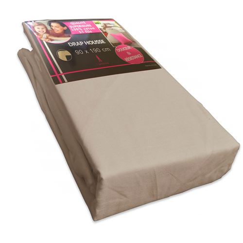 Drap housse uni 90 x 190 cm - Couleur Lin