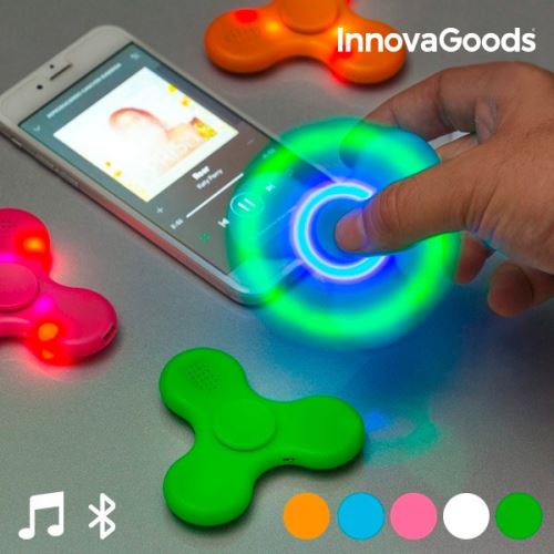 Spinner sonore et lumineux à connectivité Bluetooth - Jeu détente original avec Haut-parleur Couleur - Vert