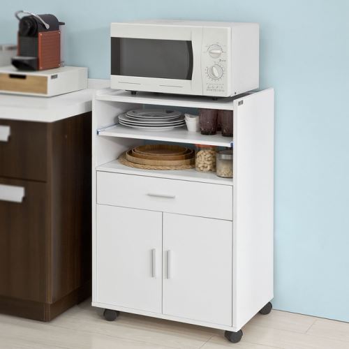 SoBuy FSB09-W Desserte Micro-Onde à roulettes Meuble de Rangement Cuisine - vue 1