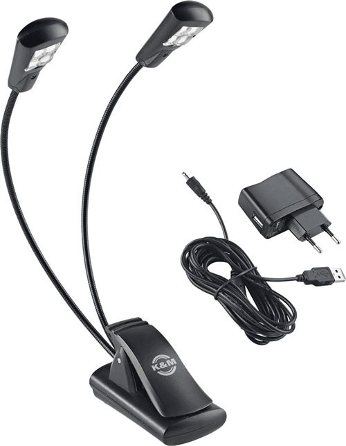 K&M 12245 - Lampe de pupitre 2 bras 4 Leds avec alim