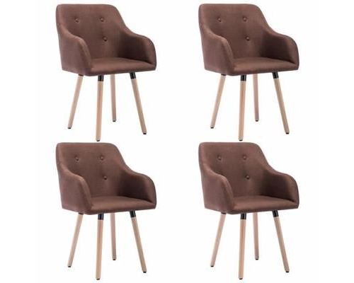 vidaXL Chaises de salle à manger 4 pcs Marron Tissu