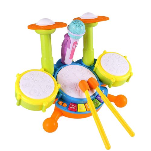 enfants Électrique Kit Tambour Jouets D'enfants Instruments de Musique Playset Flash Light Toy Multicolor RA106