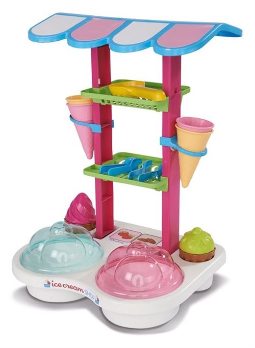 Androni set de jeu pour pr&eacute;sentoir &agrave; glace 46 cm 12 pi&egrave;ces rose/blanc