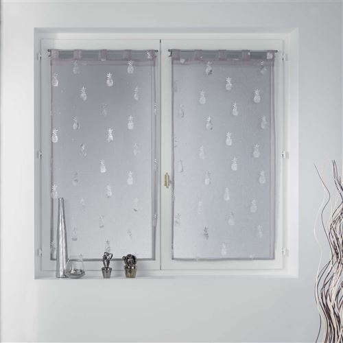 Paire droite passants 2x60x90 cm voile sable imprime metallise samba Gris/Argent