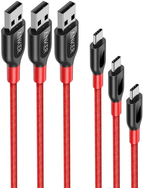 Lot de 3 Câbles USB-C vers USB A 2.0 (0.9m+1.8m+3m) Anker Powerline+ avec résistance 56KΩ Pull-up
