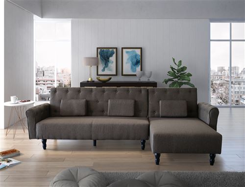 Canapé d'angle convertible Chester 267cm, marron
