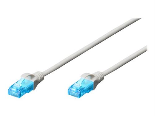 DIGITUS - Cordon de raccordement - RJ-45 (M) pour RJ-45 (M) - 1 m - UTP - CAT 5e - démarré, sans crochet - blanc
