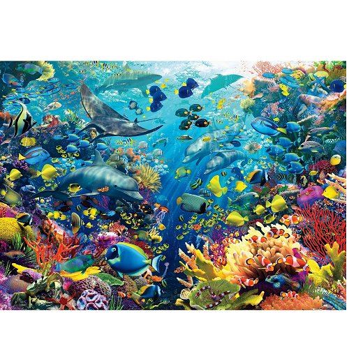 Puzzle 1000 pièces : Le monde sous-marin bleu - Ravensburger - Rue des  Puzzles