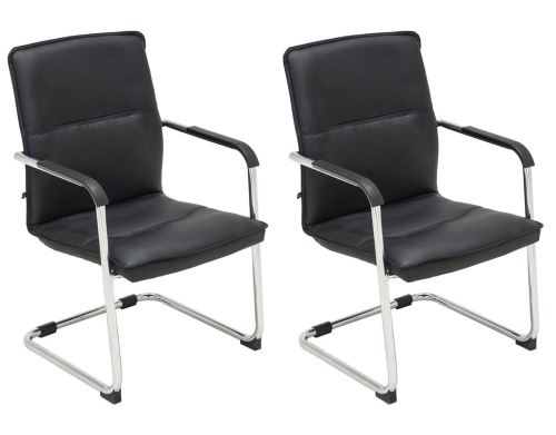 CLP Lot de 2 Chaises de visiteur Seattle similicuir , Noir