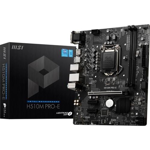 MSI H510M PRO-E - Moederbord - micro ATX - LGA1200-sokkel - H510 chipset - USB 3.2 Gen 1 - Gigabit LAN - interne afbeeldingen (CPU vereist) - HD Audio (8-kanaals)