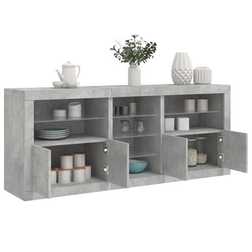 Non Communiqué Gris Vidaxl Buffet Avec Lumières Led Béton 181,5X37x67 Cm3209040