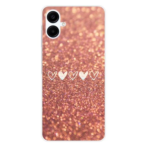 Coque en silicone imprimée compatible Samsung Galaxy A06 Paillettes coeur