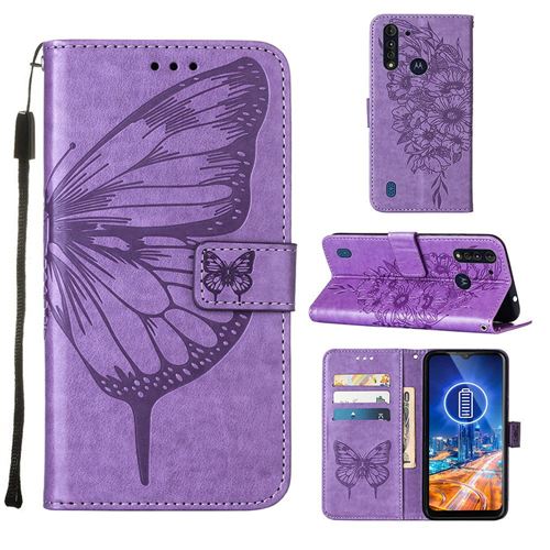MPFRANCE Housse pour Motorola Moto G8 Power Lite Violet [Papillon V3]