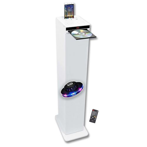 Tour de son - WHITETOWER - Lecteur CD Bluetooth FM USB - 60W - Jeu de lumi&egrave;re LED OVNI