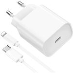 Chargeur rapide 20W + Cable Lightning 1 mètre - USB-C blanc compatible Iphone 14 - 13 - 12 - 11 - X - XS - Max - X - Pro - 8 - 7 - 6 - SE - 5 - Chargeur rapide - Straße Tech ®