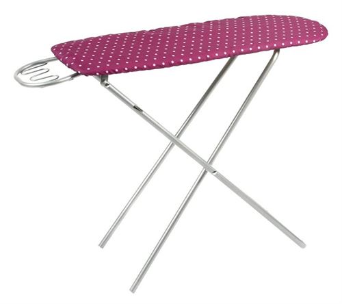 Table Planche A Repasser En Metal 70 Cm Enfant - Pliable, Hauteur Reglable 52-56 Cm - Rose Lilas /Pois - Jouet Imitation - Menage