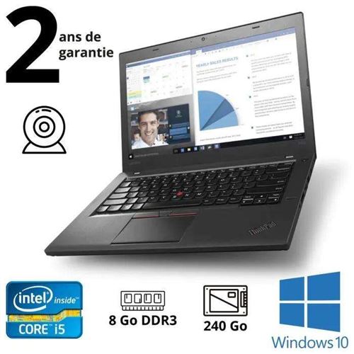 PC Portable Lenovo stockage 240 Go ThinkPad T460 14 pouces RAM 8 Go