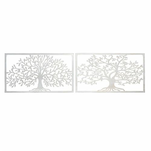 décoration murale dkd home decor métal arbre (2 pcs) (84.5 x 1 x 49 cm)