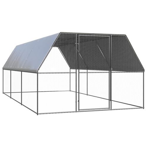 vidaXL Poulailler d'Extérieur 3x6x2 m Acier Galvanisé Cage à Poules Animaux