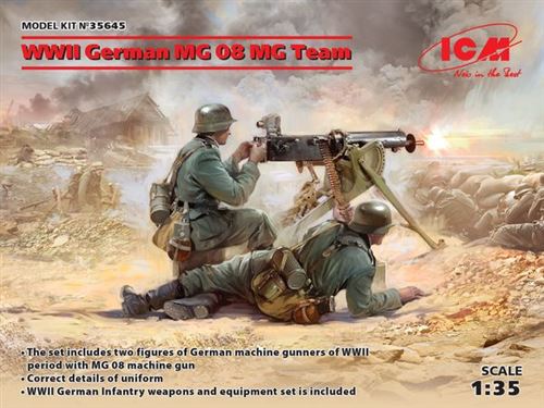Non Communiqué Wwii German Mg08 Mg Team (2 Figures) - 1:35E - Icm