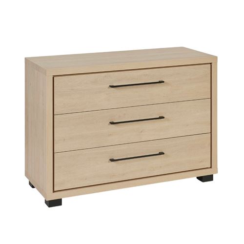 Commode 3 tiroirs LUDY aspect bois et noir