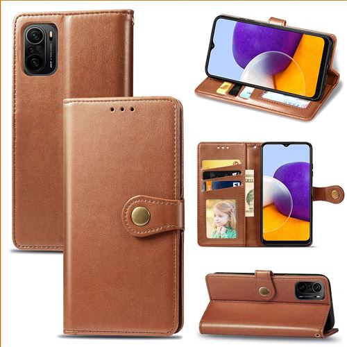 MPFRANCE Housse pour Xiaomi Redmi K40/K40 Pro Marron [Porte Carte, etui portefeuille, boucle]