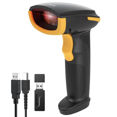 Inateck Scanner De Code-Barres Bluetooth, Lecteur De Code-Barres Usb Sans Fil 1D, 1 Charge Par Mois, Scanner Avec App Et Sdk