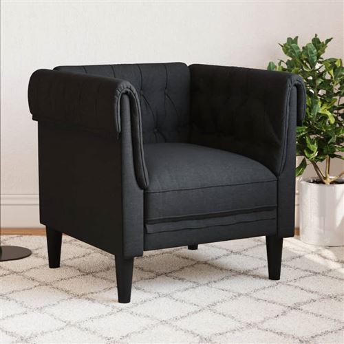 vidaXL - Fauteuil Chesterfield - Tissu - Noir - Image 2
