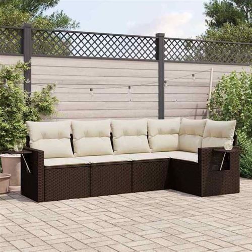 Vidaxl Marron Salon De Jardin 5 Pcs - Image 3
