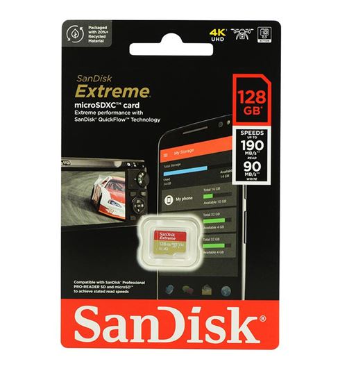Lot de 2 Carte Mémoire Micro SDXC SanDisk Extreme 128 Go A2 MicroSDXC  R190/W130Mo/s Classe 10 U3 V3 version 2022 - Carte mémoire micro SD - Achat  & prix
