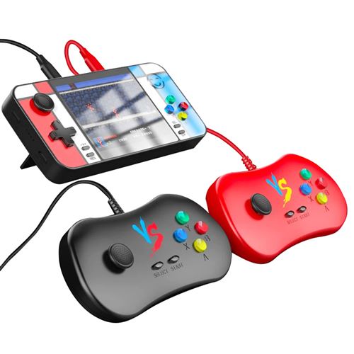 Console de jeux D41 2 en 1 Console de jeu portable avec banque d'alimentation à 2 manettes de jeu 500 jeux 4 câbles de données intégrés pour le chargement du téléphone portable