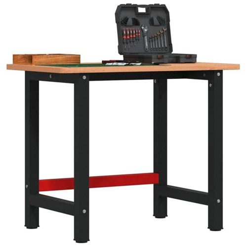 Non Communiqué Marron Vidaxl Établi 100X60x81,5 Cm Bois Massif De Hêtre Rectangulaire, Table De Travail, Poste De Travail, Table De Travail En 3309662