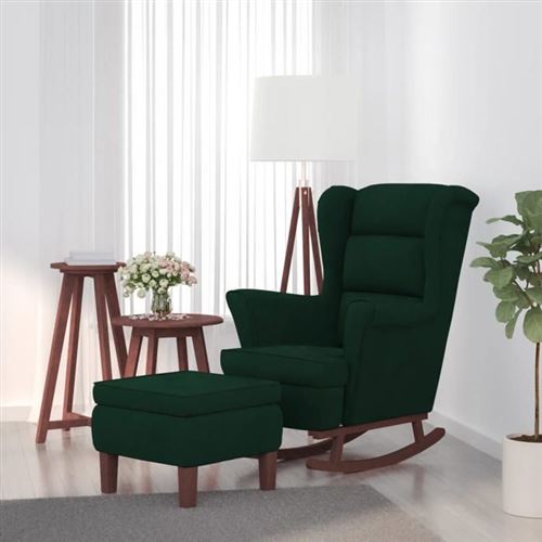 Non Communiqué Vert Vidaxl Fauteuil À Basculemet Houten Poten Voetenbank Velours Donkergroen