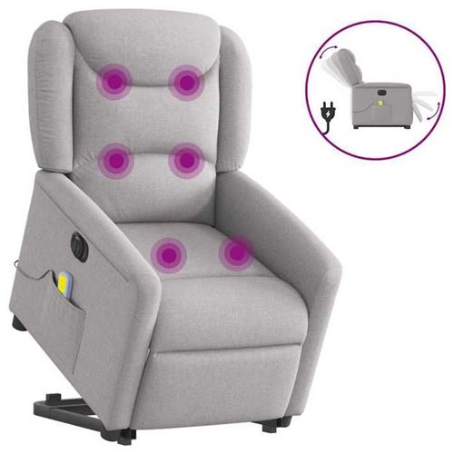 Vidaxl Gris Fauteuil De Relaxation, Massage, Inclinable Électrique Réglable Tissu Wolk - Image 2