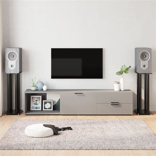 vidaXL Supports de haut-parleurs 2 pcs noir verre trempé 4 piliers
