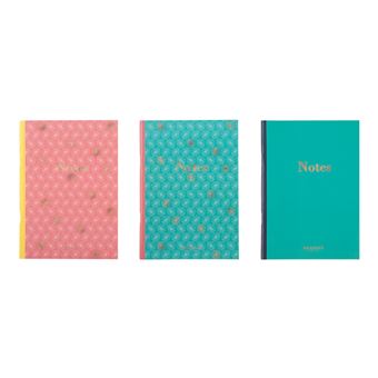 Lot De 3 Carnets A5 Lignés - Rose, Vert - Draeger Paris