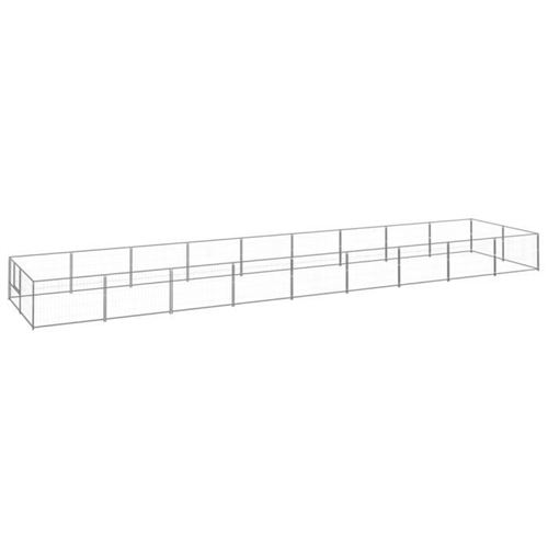 vidaXL Chenil Argenté 18 m² Acier Cage Animaux Enclos pour Chiot Extérieur
