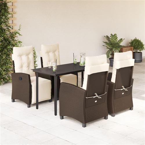 Non Communiqué Marron Vidaxl Ensemble À Manger De Jardin 5 Pcs Et Coussins Poly Rotin