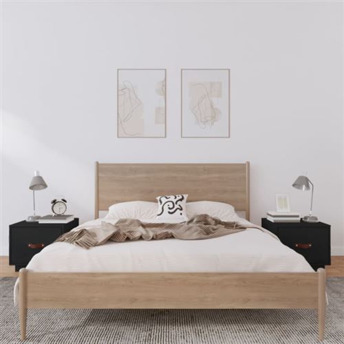 Non Communiqué Noir Vidaxl Tables De Chevet 2 Pcs 40X34x35 Cm Bois De Pin Massif818294