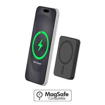 Podoru for Mag-Safe Batterie Externe 5000mAh, Batterie Externe avec iPhone Charge Rapide, Power Bank Magnetique avec Type-C Lighting pour iPhone 17/16/ 15/14/13/12 Toute la Série-Noir Foncé