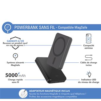 Powerbank 5000 mAh avec chargeur magnétique sans fil 5W publicitaire dès 2 pcs. | IGO