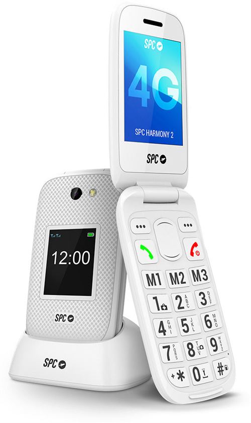 SPC HARMONY 2 - Téléphone portable pour personnes âgées avec touches XL, 4G, bouton SOS et  Vol. 104dB, Blanc