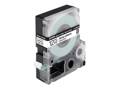 EPSON  LC-4WBW9 - Adh&eacute;sif extra fort - noir sur blanc - Rouleau (1,2 cm x 9 m) 1 cassette(s) ruban - pour LabelWorks LW-1000P, LW-300, LW-300L, LW-400, LW-400L, LW-400VP, LW-600P, LW-700,