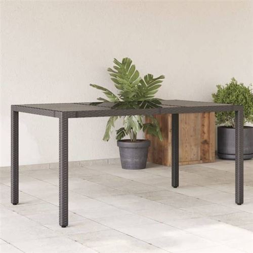 Non Communiqué Noir Vidaxl Table De Jardin Dessus En Verre 150X90x75cm Résine Tressée 365589