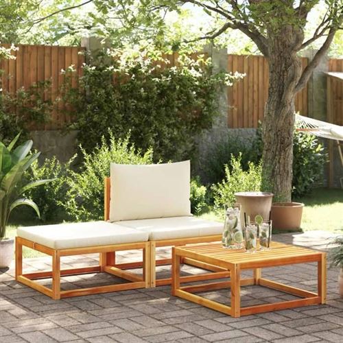 Non Communiqué Beige Salon De Jardin Vidaxl Bois Massif Marron 3 Pieces 65.0 X 65 X 65 2 Personnes