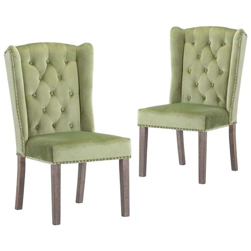 vidaXL Chaises de salle à manger 2 pcs Vert clair Velours