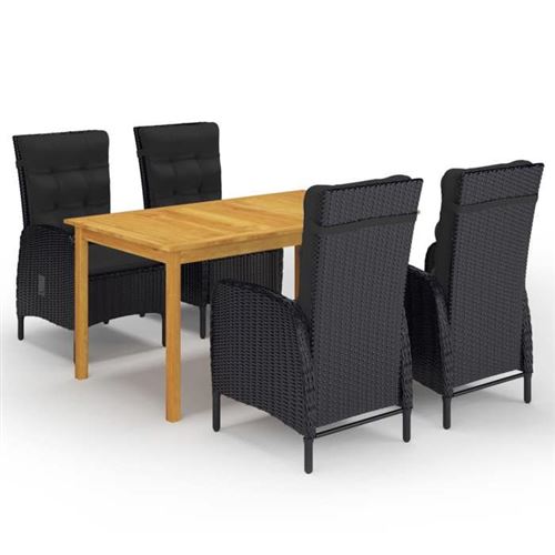 Non Communiqué Noir Vidaxl Ensemble De Salle À Manger De Jardin 5 Pcs Table Et Chaises De Repas De Patio Mobilier D'extérieur Mobilier À Dîner 3067774