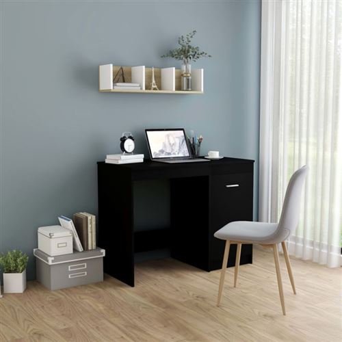 VidaXL Bureau en aggloméré 100x50x76cm Noir - Image 3