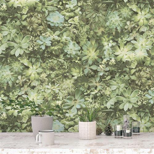 Noordwand Papier peint Evergreen Succulent vert et beige