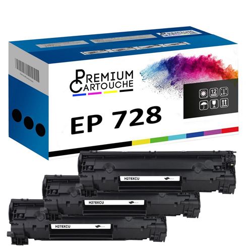 PREMIUM CARTOUCHE - x3 Toners - EP728 3500B002 (CE278) (Noir) - Compatible pour Canon Fax L 150 Canon Fax L 170 Canon i-SENSYS Fax